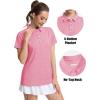 image:imageMAGCOMSEN Womens Polo Shirts Short Sleeve Quick Dry Golf TShirts Collared Golf Tops for Work Casual 4 ButtonsPink