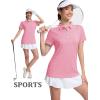 image:imageMAGCOMSEN Womens Polo Shirts Short Sleeve Quick Dry Golf TShirts Collared Golf Tops for Work Casual 4 ButtonsPink
