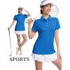 image:imageMAGCOMSEN Womens Polo Shirts Short Sleeve Quick Dry Golf TShirts Collared Golf Tops for Work Casual 4 ButtonsSea Blue