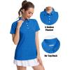 image:imageMAGCOMSEN Womens Polo Shirts Short Sleeve Quick Dry Golf TShirts Collared Golf Tops for Work Casual 4 ButtonsSea Blue
