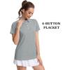 image:imageMAGCOMSEN Womens Polo Shirts Short Sleeve Quick Dry Golf TShirts Collared Golf Tops for Work Casual 4 ButtonsSilver