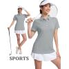 image:imageMAGCOMSEN Womens Polo Shirts Short Sleeve Quick Dry Golf TShirts Collared Golf Tops for Work Casual 4 ButtonsSilver