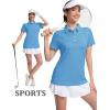 image:imageMAGCOMSEN Womens Polo Shirts Short Sleeve Quick Dry Golf TShirts Collared Golf Tops for Work Casual 4 ButtonsSky Blue