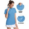 image:imageMAGCOMSEN Womens Polo Shirts Short Sleeve Quick Dry Golf TShirts Collared Golf Tops for Work Casual 4 ButtonsSky Blue