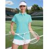 image:imageMAGCOMSEN Womens Polo Shirts Short Sleeve Quick Dry Golf TShirts Collared Golf Tops for Work Casual 4 ButtonsWater Blue