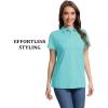 image:imageMAGCOMSEN Womens Polo Shirts Short Sleeve Quick Dry Golf TShirts Collared Golf Tops for Work Casual 4 ButtonsWater Blue