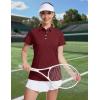image:imageMAGCOMSEN Womens Polo Shirts Short Sleeve Quick Dry Golf TShirts Collared Golf Tops for Work Casual 4 ButtonsWine Red