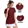 image:imageMAGCOMSEN Womens Polo Shirts Short Sleeve Quick Dry Golf TShirts Collared Golf Tops for Work Casual 4 ButtonsWine Red