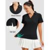 image:imageMAGCOMSEN Womens Polo Shirts Short Sleeve V Neck Collared Golf Shirts UPF 50 Quick Dry Work Casual Summer TopsBlack
