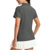 image:imageMAGCOMSEN Womens Polo Shirts Short Sleeve V Neck Collared Golf Shirts UPF 50 Quick Dry Work Casual Summer TopsDarkgrey