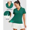 image:imageMAGCOMSEN Womens Polo Shirts Short Sleeve V Neck Collared Golf Shirts UPF 50 Quick Dry Work Casual Summer TopsEmeraldgreen