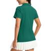image:imageMAGCOMSEN Womens Polo Shirts Short Sleeve V Neck Collared Golf Shirts UPF 50 Quick Dry Work Casual Summer TopsEmeraldgreen