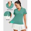 image:imageMAGCOMSEN Womens Polo Shirts Short Sleeve V Neck Collared Golf Shirts UPF 50 Quick Dry Work Casual Summer TopsGreygreen