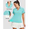 image:imageMAGCOMSEN Womens Polo Shirts Short Sleeve V Neck Collared Golf Shirts UPF 50 Quick Dry Work Casual Summer TopsLightblue