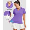 image:imageMAGCOMSEN Womens Polo Shirts Short Sleeve V Neck Collared Golf Shirts UPF 50 Quick Dry Work Casual Summer TopsLightpurple