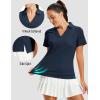 image:imageMAGCOMSEN Womens Polo Shirts Short Sleeve V Neck Collared Golf Shirts UPF 50 Quick Dry Work Casual Summer TopsNavy