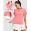 image:imageMAGCOMSEN Womens Polo Shirts Short Sleeve V Neck Collared Golf Shirts UPF 50 Quick Dry Work Casual Summer TopsPink