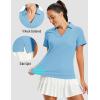 image:imageMAGCOMSEN Womens Polo Shirts Short Sleeve V Neck Collared Golf Shirts UPF 50 Quick Dry Work Casual Summer TopsSkyblue