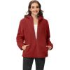 image:imageMAGCOMSEN Womens Sherpa Jacket Zip Up Hoodie Fuzzy Teddy Coat with Zipper Pockets Lightweight Fleece Lined Warm Winter Coat