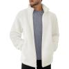 image:imageMAGCOMSEN Mens Fluffy Fuzzy Sherpa Fleece Jacket Full Zip Stand Collar 4 Pockets Casual Warm Fall Winter Coats Outwear