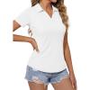image:imageMAGCOMSEN Womens Polo Shirts Short Sleeve Golf Tops Quick Dry UPF 50 V Neck Collared Tennis Athletic T ShirtsWhite