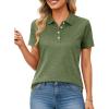 image:imageMAGCOMSEN Womens Polo Shirts Short Sleeve Quick Dry Golf TShirts Collared Golf Tops for Work Casual 4 ButtonsArmy Green