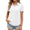 image:imageMAGCOMSEN Womens Polo Shirts Short Sleeve UPF 50 Golf Collared Shirt for Work Quick Dry Tennis Top Moisture WickWhite