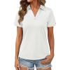 image:imageMAGCOMSEN Womens Polo Shirts Short Sleeve UPF 50 Sun Protection Golf Shirt V Neck Collared Tops Dry FitWhite