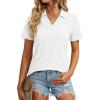 image:imageMAGCOMSEN Womens Polo Shirts Short Sleeve V Neck Collared Golf Shirts UPF 50 Quick Dry Work Casual Summer TopsWhite