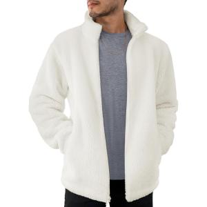 image:imageMAGCOMSEN Mens Fluffy Fuzzy Sherpa Fleece Jacket Full Zip Stand Collar 4 Pockets Casual Warm Fall Winter Coats Outwear