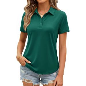 image:imageMAGCOMSEN Womens Polo Shirts Short Sleeve UPF 50 Golf Collared Shirt for Work Quick Dry Tennis Top Moisture WickEmerald Green