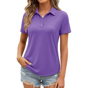 image:imageMAGCOMSEN Womens Polo Shirts Short Sleeve UPF 50 Golf Collared Shirt for Work Quick Dry Tennis Top Moisture WickLight Purple