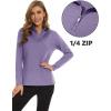 image:imageMAGCOMSEN Athletic Shirts Women Long Sleeve Shirts Fleece Shirts Running Pullover Workout Shirts Hiking Shirts for Women Violet L