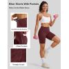 image:imageMAGCOMSEN Biker Shorts Women 8 No Front Seam Tummy Control Spandex Shorts with Pockets High Waisted Yoga Workout GymBurgundy