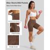 image:imageMAGCOMSEN Biker Shorts Women 8 No Front Seam Tummy Control Spandex Shorts with Pockets High Waisted Yoga Workout GymDarkbrown