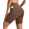 image:imageMAGCOMSEN Biker Shorts Women 8 No Front Seam Tummy Control Spandex Shorts with Pockets High Waisted Yoga Workout GymDarkbrown