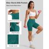 image:imageMAGCOMSEN Biker Shorts Women 8 No Front Seam Tummy Control Spandex Shorts with Pockets High Waisted Yoga Workout GymEmerald Green