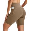 image:imageMAGCOMSEN Biker Shorts Women 8 No Front Seam Tummy Control Spandex Shorts with Pockets High Waisted Yoga Workout GymLight Coffee