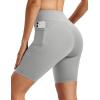 image:imageMAGCOMSEN Biker Shorts Women 8 No Front Seam Tummy Control Spandex Shorts with Pockets High Waisted Yoga Workout GymLightgrey