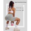 image:imageMAGCOMSEN Biker Shorts Women 8 No Front Seam Tummy Control Spandex Shorts with Pockets High Waisted Yoga Workout GymLightgrey