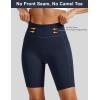 image:imageMAGCOMSEN Biker Shorts Women 8 No Front Seam Tummy Control Spandex Shorts with Pockets High Waisted Yoga Workout GymNavy
