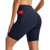 image:imageMAGCOMSEN Biker Shorts Women 8 No Front Seam Tummy Control Spandex Shorts with Pockets High Waisted Yoga Workout GymNavy