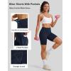 image:imageMAGCOMSEN Biker Shorts Women 8 No Front Seam Tummy Control Spandex Shorts with Pockets High Waisted Yoga Workout GymNavy