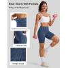 image:imageMAGCOMSEN Biker Shorts Women 8 No Front Seam Tummy Control Spandex Shorts with Pockets High Waisted Yoga Workout GymSkyblue