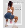 image:imageMAGCOMSEN Biker Shorts Women 8 No Front Seam Tummy Control Spandex Shorts with Pockets High Waisted Yoga Workout GymSkyblue