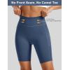 image:imageMAGCOMSEN Biker Shorts Women 8 No Front Seam Tummy Control Spandex Shorts with Pockets High Waisted Yoga Workout GymSkyblue