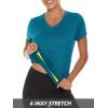 image:imageMAGCOMSEN Ladies Summer Tops Short Sleeve Workout Active Wear Plain Vneck Shirt Travel Tee Undershirts Peacock Blue L