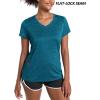 image:imageMAGCOMSEN Ladies Summer Tops Short Sleeve Workout Active Wear Plain Vneck Shirt Travel Tee Undershirts Peacock Blue L