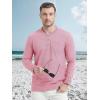 image:imageMAGCOMSEN Long Sleeve Cotton Shirt for Men Henley Shirts Summer Casual Shirt with Pocket Three Button Placket Fall Tshirts Grey PinkM
