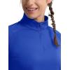 image:imageMAGCOMSEN Quarter Zip Pullover Women Fleece Shirt Thermal Long Sleeve Athletic Running Tops Thumb HoleColoured Blue